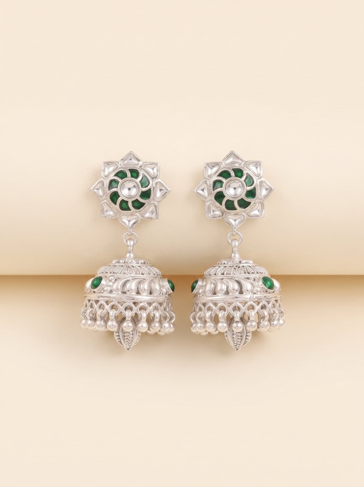 Kumaoni Hari Phool Jhumka in 925 sterling silver