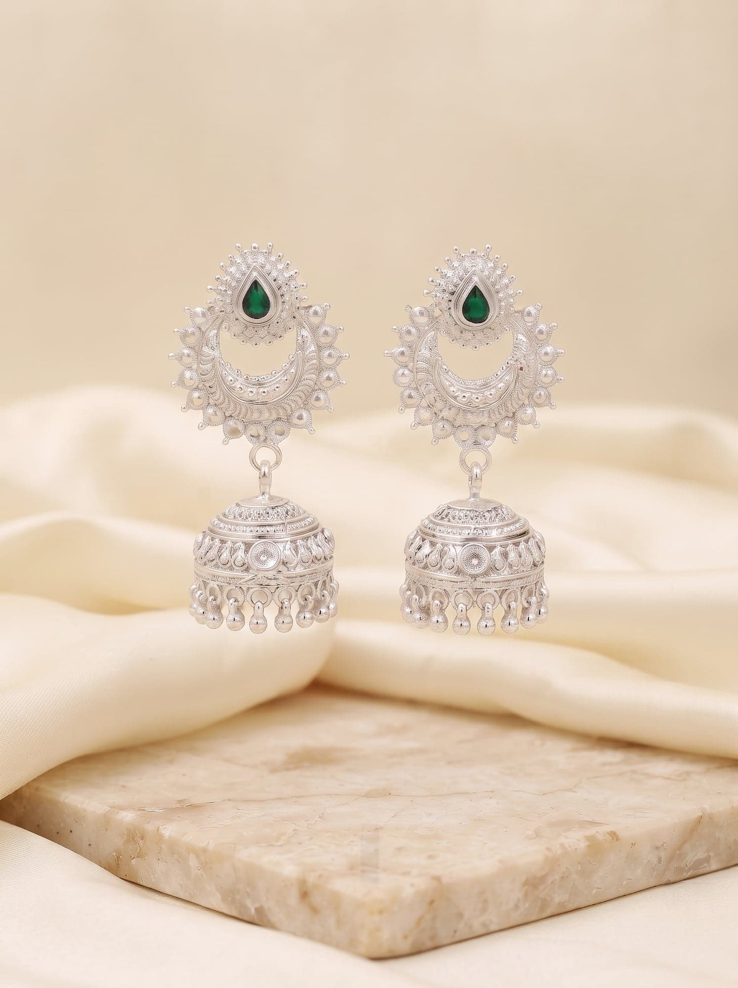 Kumaoni Hari Boond Jhumka in 925 sterling silver