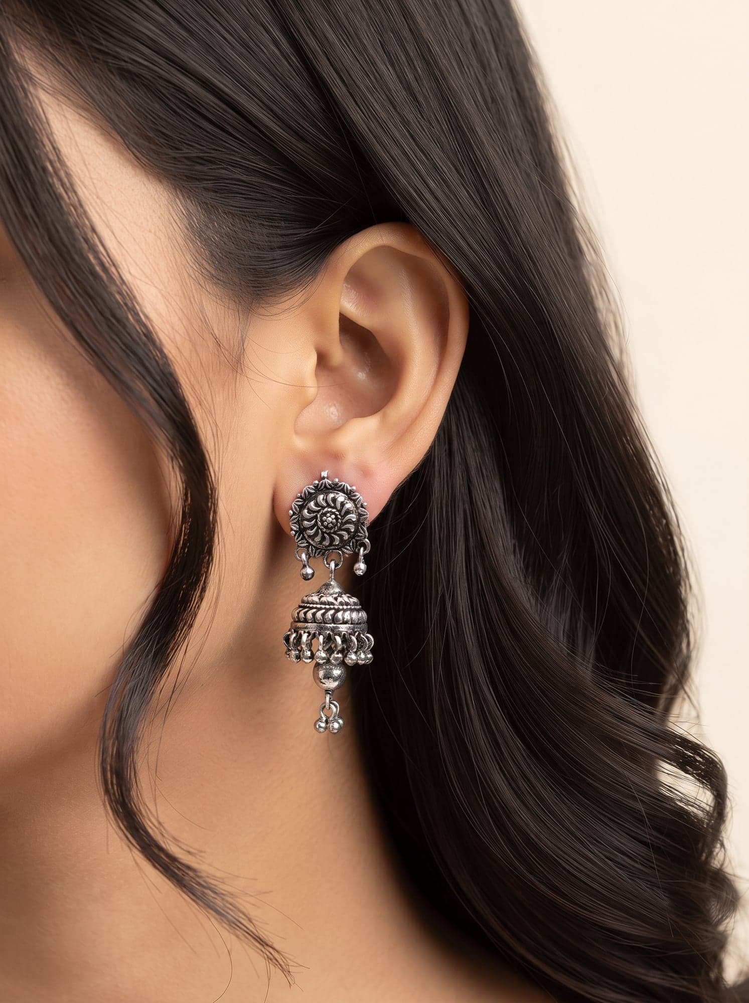 Kumaoni Ghumav Jhumka in 925 sterling silver, view 2