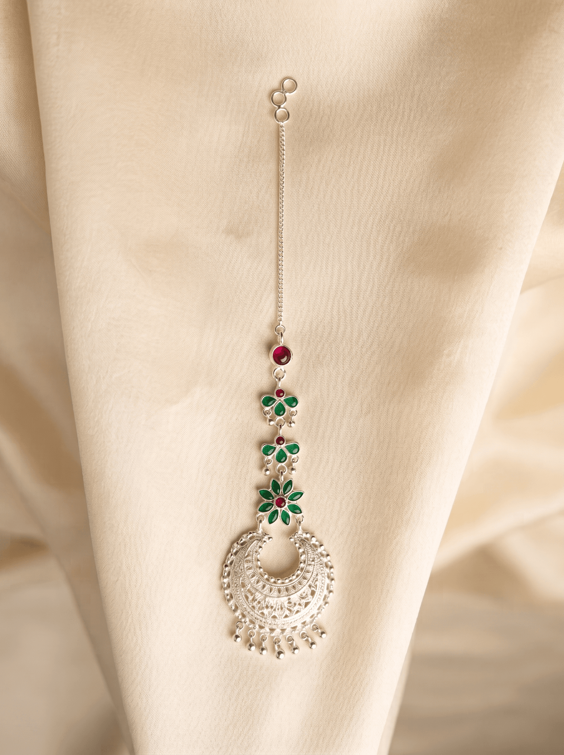 Kumaoni Phool Maangtika in 925 sterling silver