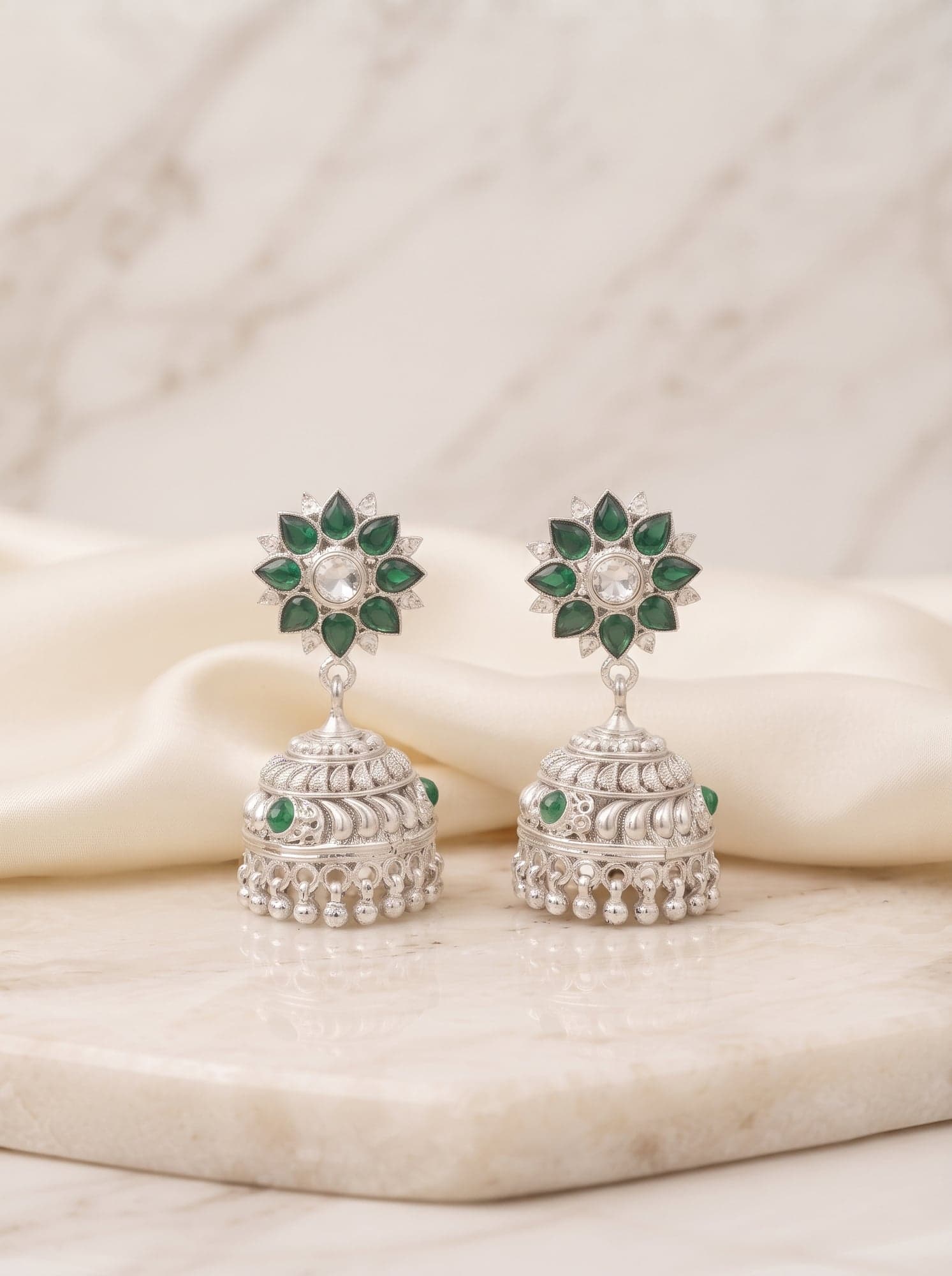 Kumaoni Harit Tara Jhumka in 925 sterling silver