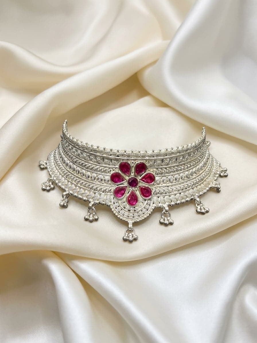 Gulabi Phuli Hansuli in 925 sterling silver