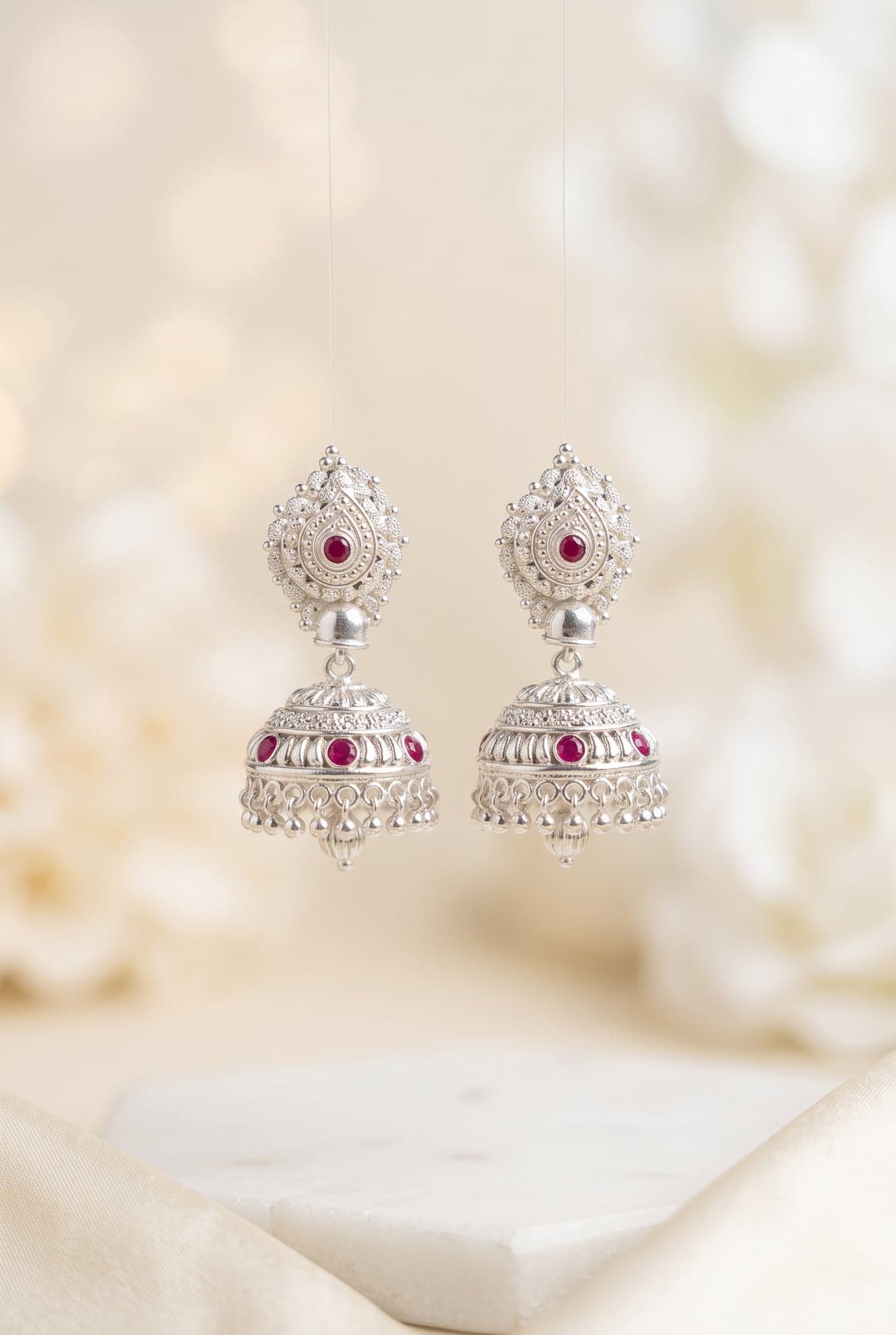 Kumaoni Laal Jhumka in 925 sterling silver