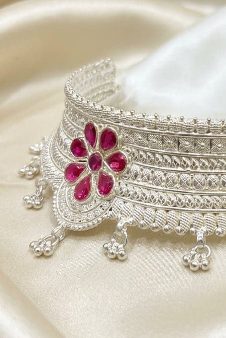 Gulabi Phuli Hansuli in 925 sterling silver, view 2