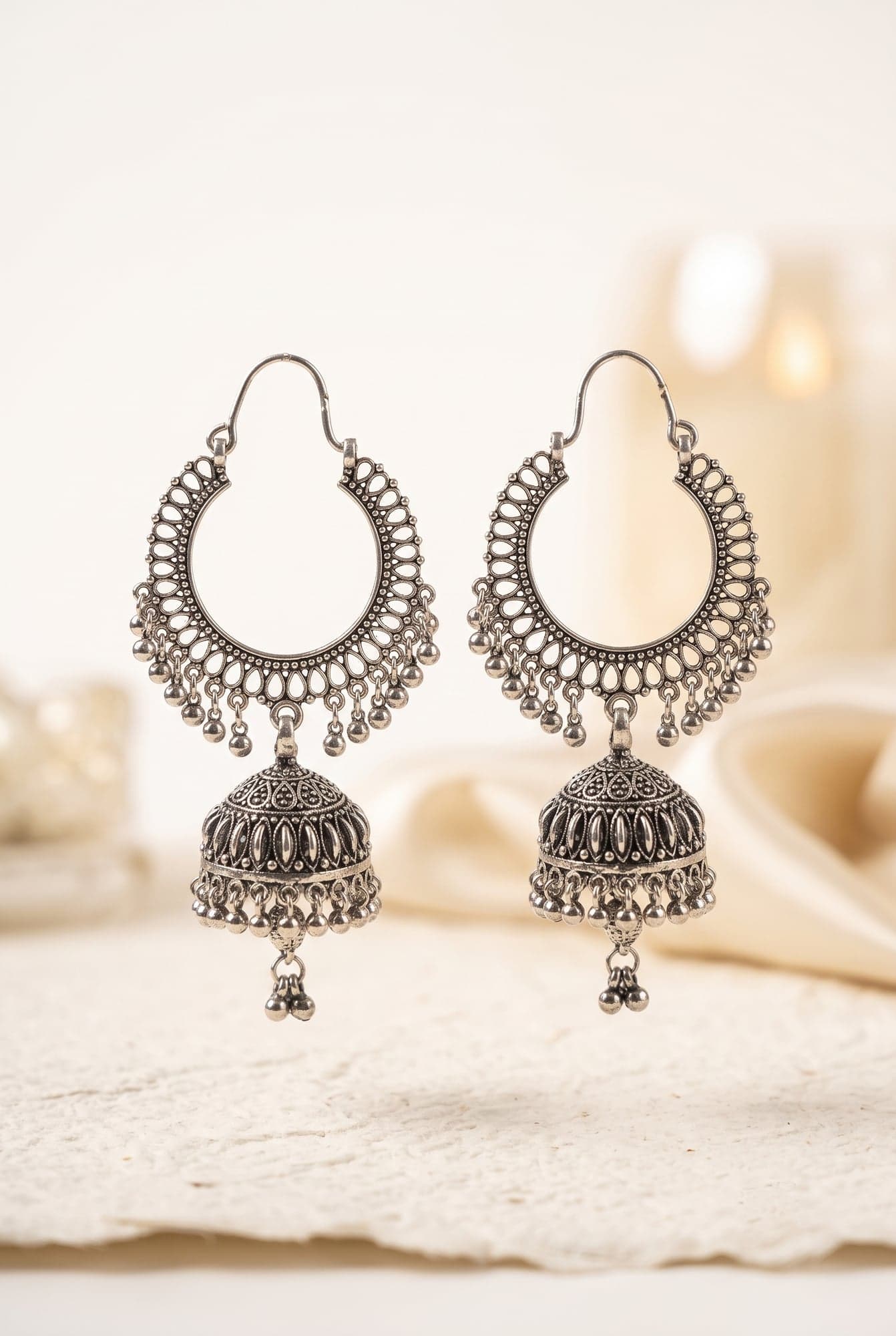 Traditional Fancy Kumaoni Jhumka in 925 sterling silver