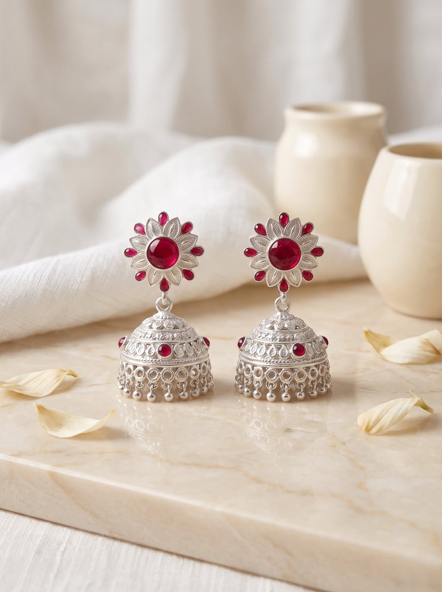 Kumaoni Gulabi Jhumka in 925 sterling silver