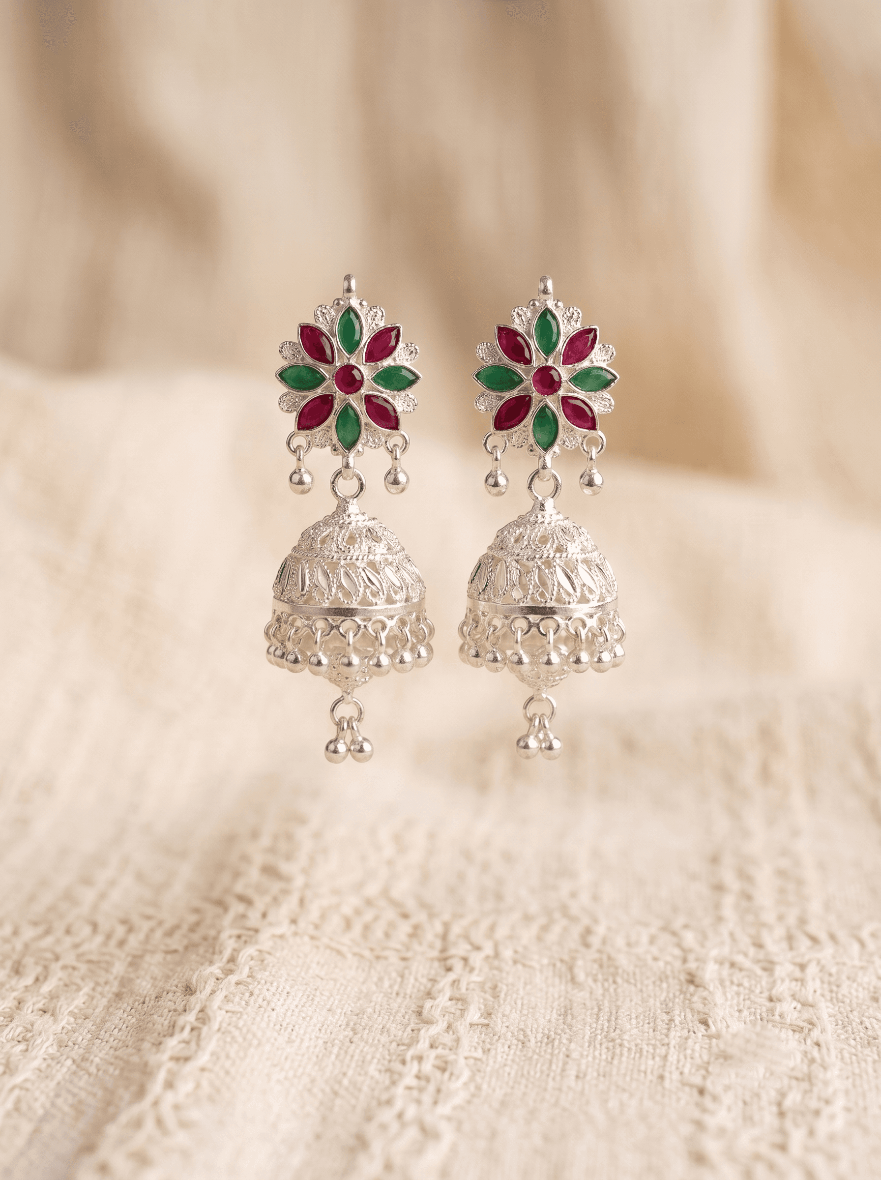 Kumaoni Phool Jhumka in 925 sterling silver