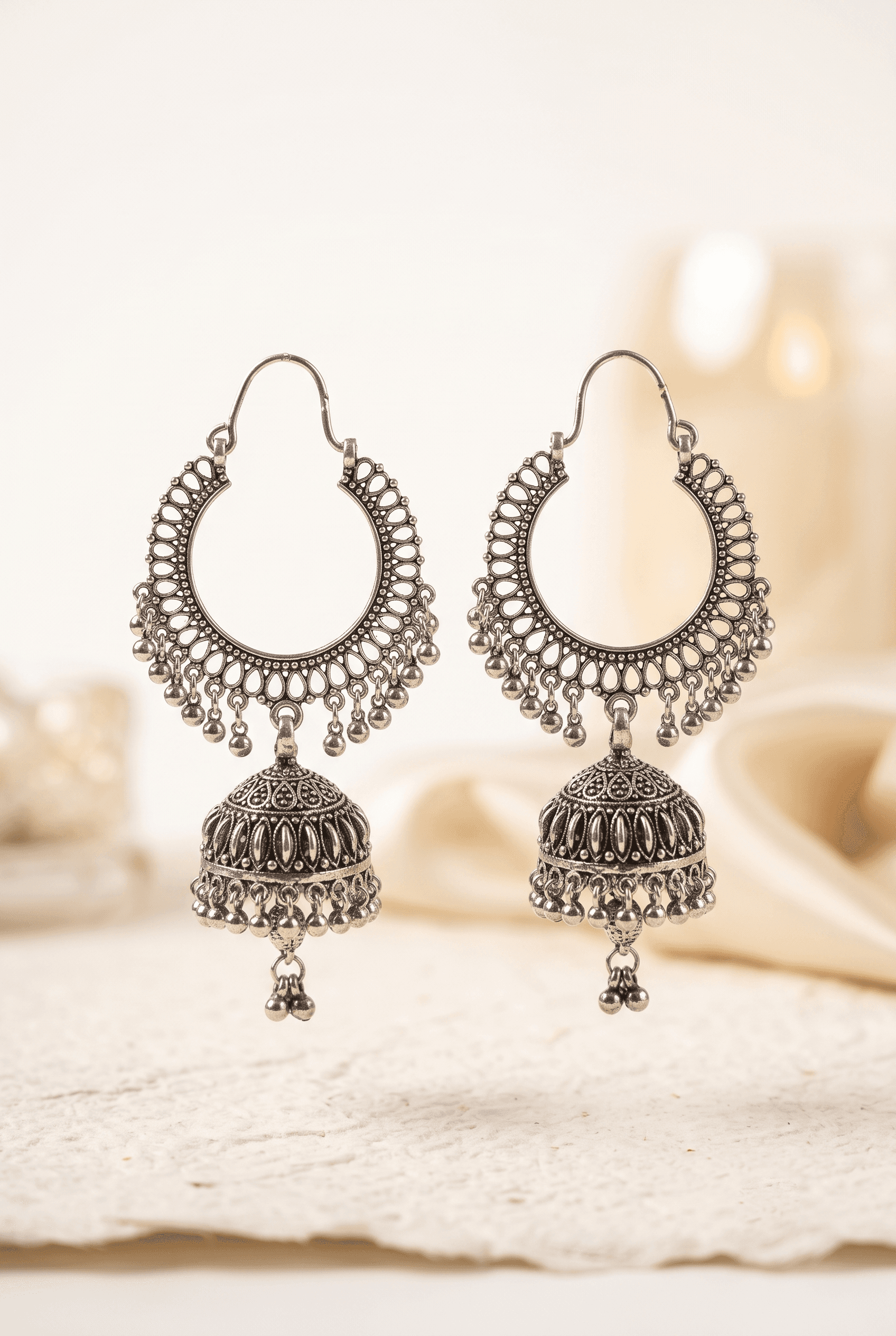 Traditional Fancy Kumaoni Jhumka in 925 sterling silver